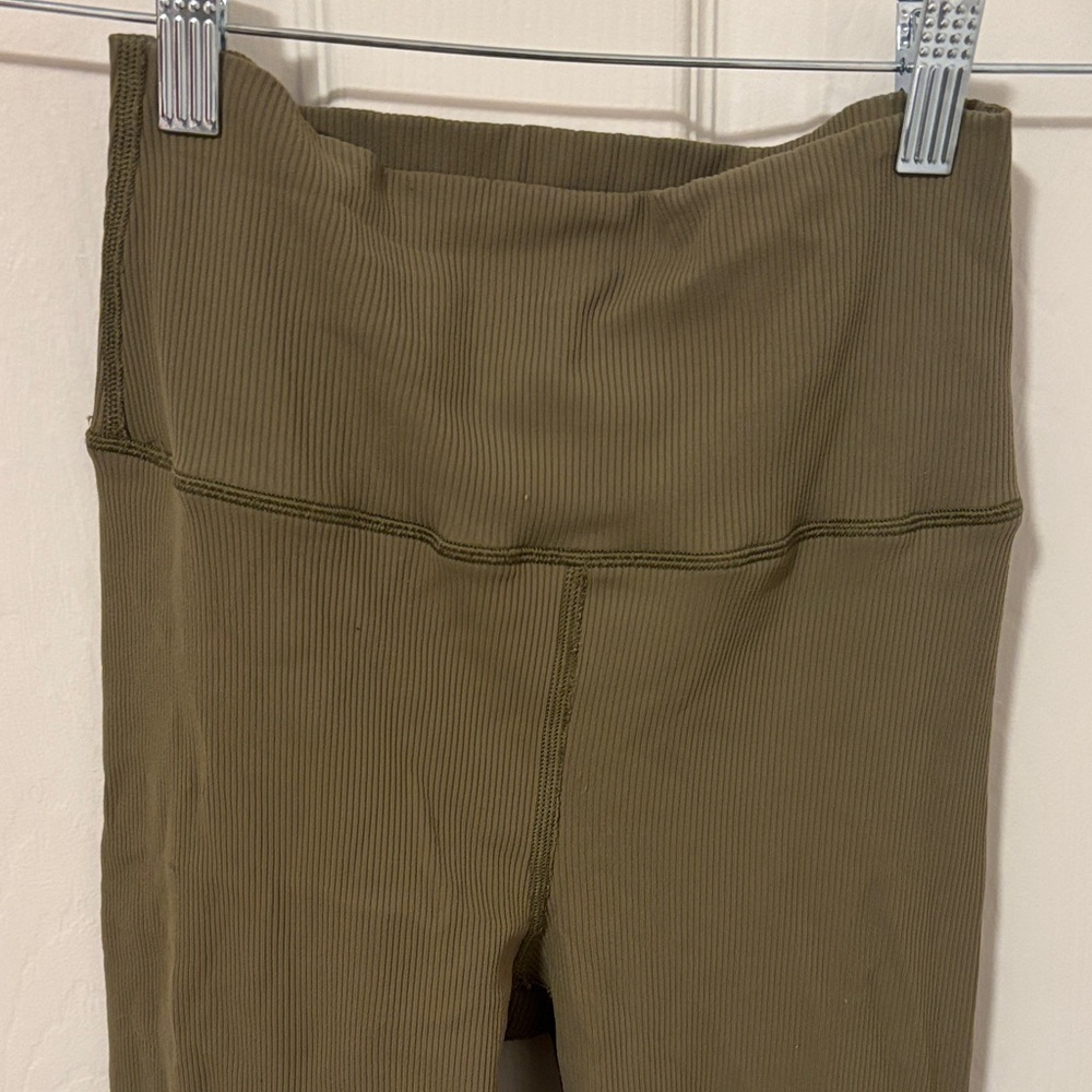 Olive Ribbed Leggings - Picture 2 of 2